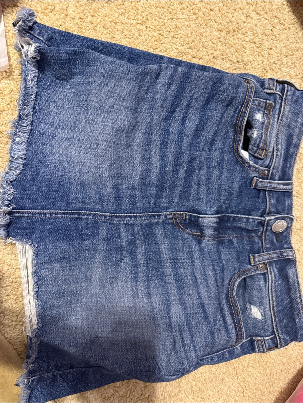 American Eagle Outfitters Blue Distressed Denim Mini Skirt xs 4